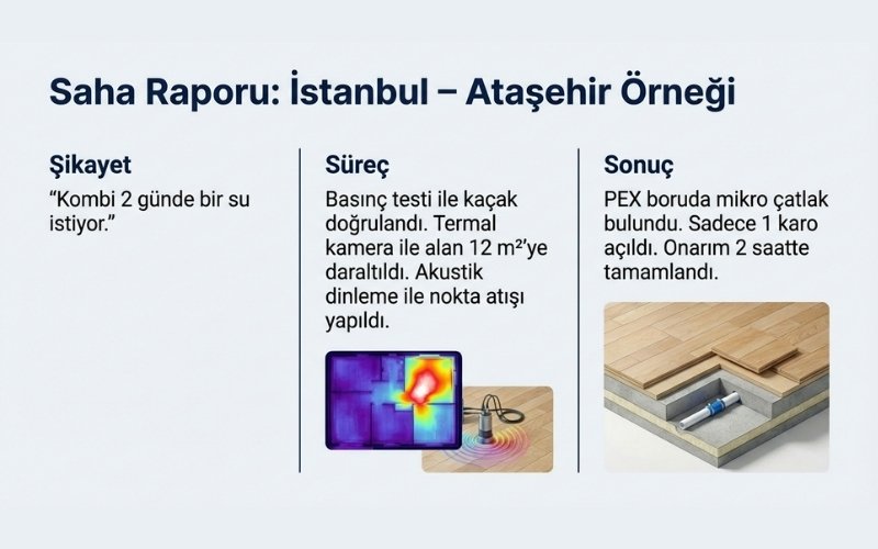 Yerden Isıtma Su Kaçağı Nasıl Bulunur? 9 Gerçek Saha Örneği (İstanbul – Ataşehir)
