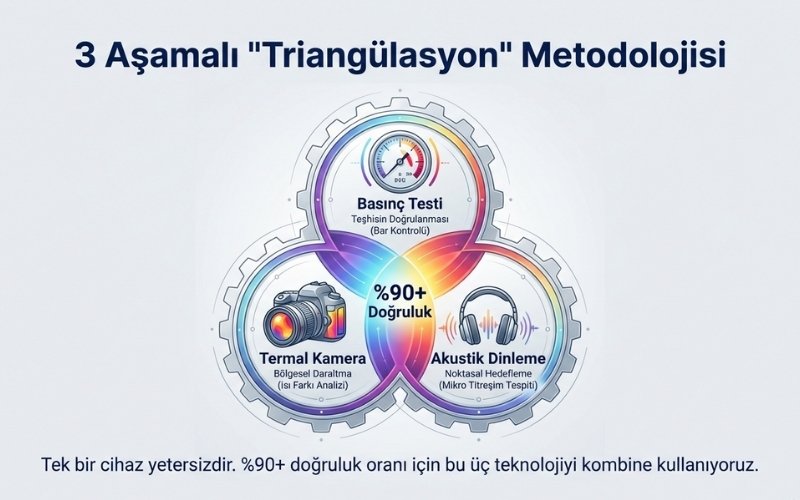 Yerden Isıtma Su Kaçağı Nasıl Bulunur? 4 Profesyonel Kırmadan Kaçak Tespit Süreci (Adım Adım)