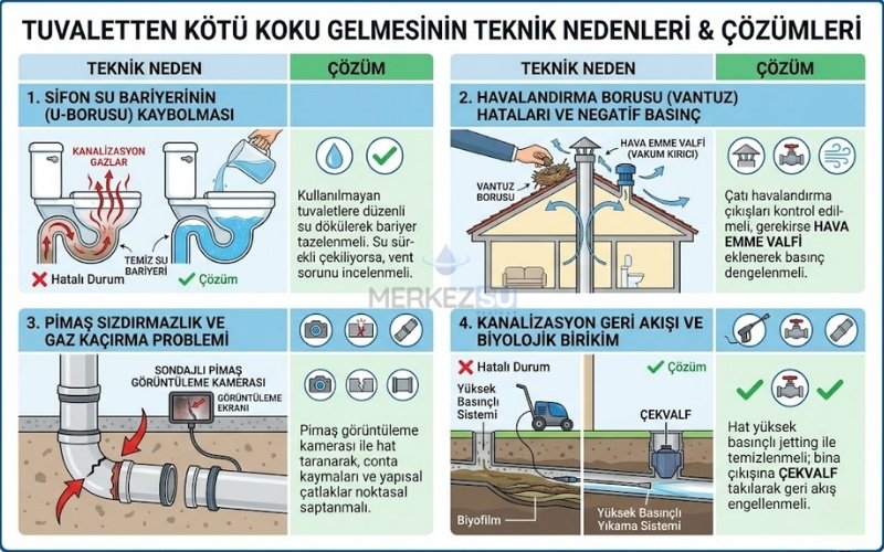 Tuvaletten Kötü Koku Gelmesi Nasıl Çözülür? 2 Tuvaletten Kötü Koku Gelmesinin Teknik Nedenleri & Çözümleri